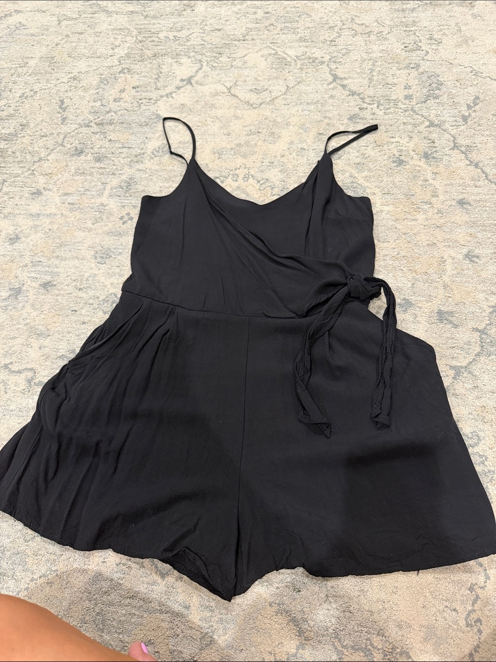 one clothing Black Wrap-Front Spaghetti Strap Bodysuit